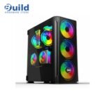 Technozone C-300 Mid Tower Case + 600W PSU Included– Pre-Installed 6 RGB Fans with Controller & Remote, Stylish Design for Gamers and Builders - Image 2