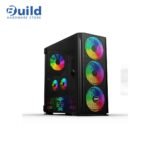 Technozone C-300 Mid Tower Case + 600W PSU Included– Pre-Installed 6 RGB Fans with Controller & Remote, Stylish Design for Gamers and Builders