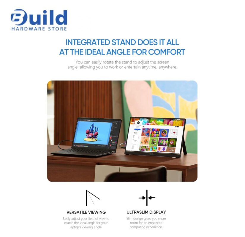 ARZOPA A1M Portable Monitor 17.3″ FHD 17.3 FHD IPS TOUCH 103% SRGB, USB‑C + Mini HDMI, Built‑in Kickstand, 3YEAR