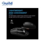 Logitech G305 Lightspeed Wireless Gaming Mouse features a HERO sensor (200-12,000 DPI), 1000Hz wireless report rate, 250-hour battery life, 99g weight, and 1 onboard profile with a 2-year warranty