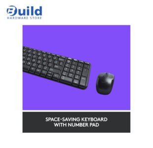 Logitech MK220 combo features a 10-meter wireless range, spill-resistant keyboard with 5 million keystrokes, optical mouse with 3 buttons, and sustainability with recycled plastics, compatible with Windows 10/11 and Chrome OS, 2YEAR